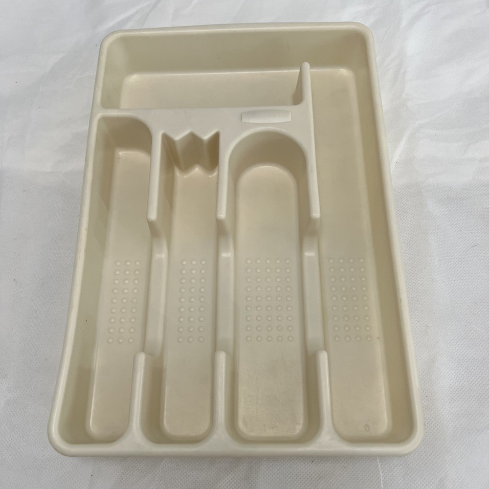 VTG Rubbermaid Silverware Flatware Storage Tray Organizer 2919 Ivory Cream